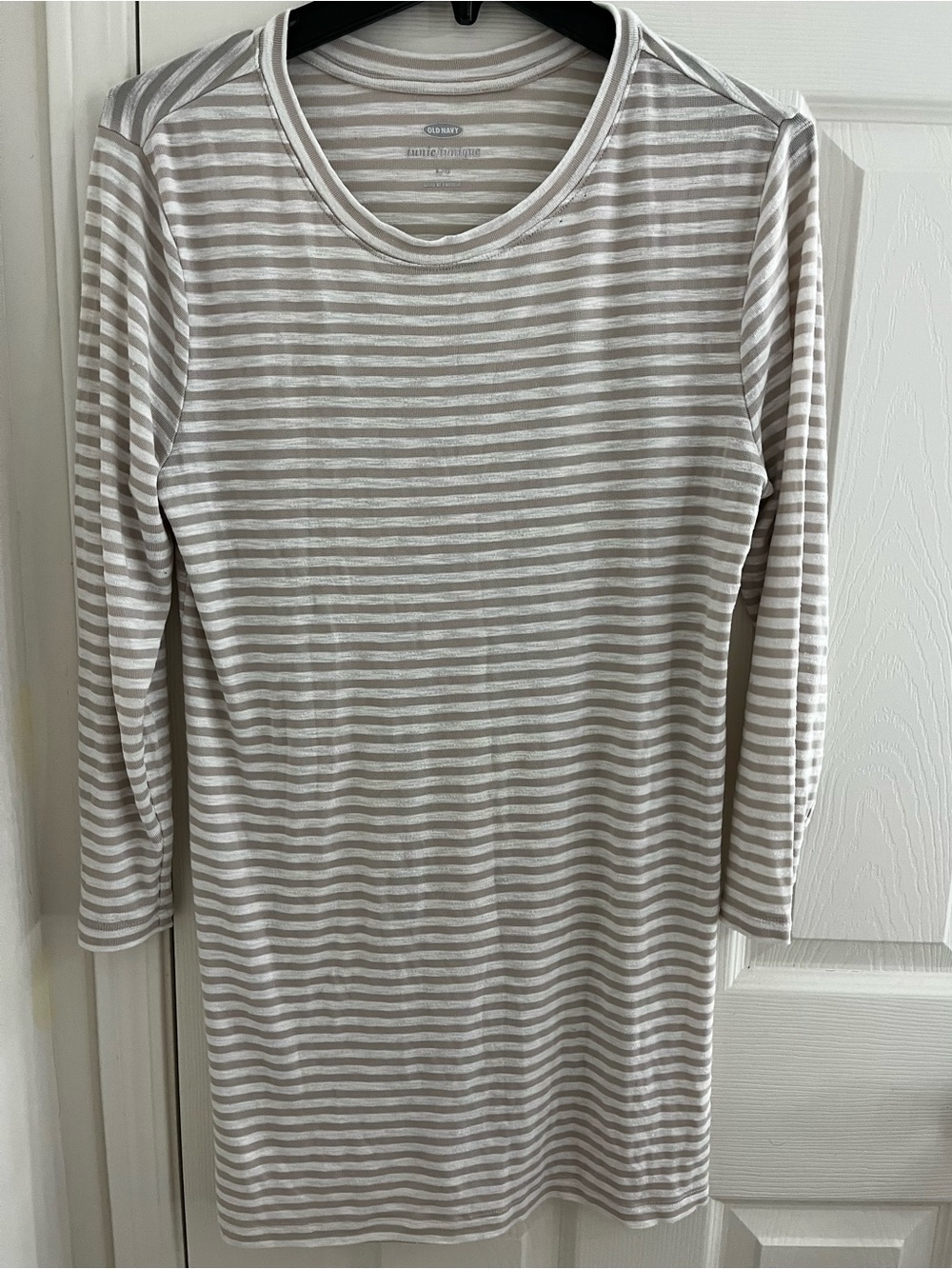 Old Navy Beige Striped Long Sleeve Tunic Top - Size Large